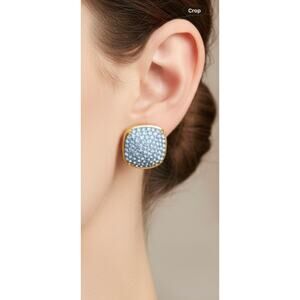 Kate Spade Blue Pave Crystal Stud Earrings 0.5 Inch